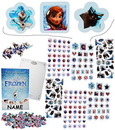 alles-meine.de GmbH 500 TLG. XXL Set: Sticker & Malblock - die Eiskönigin - Frozen - incl. Name - 3-D Aufkleber & Normale - mit AusmalBlock - groß - Prinzessin Olaf - völlig ..