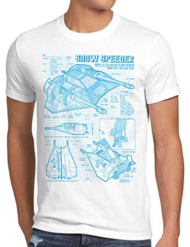 style3 Snow Speeder T-47 Herren T-Shirt Blaupause hoth air, Größe:M, Farbe:Weiß