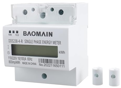 BAOMAIN Single-Phase 3-Wire DIN Rail kWh Meter,110V/220V AC Energy Monitor
