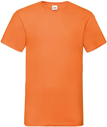 Fruit of the Loom Mens Valueweight V-Neck, Short Sleeve T-Shirt (3XL) (Orange)