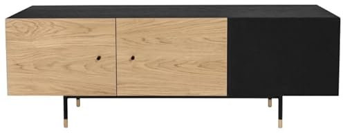 Paris Prix Meuble TV 3 Portes Jugend 150cm Chêne & Noir