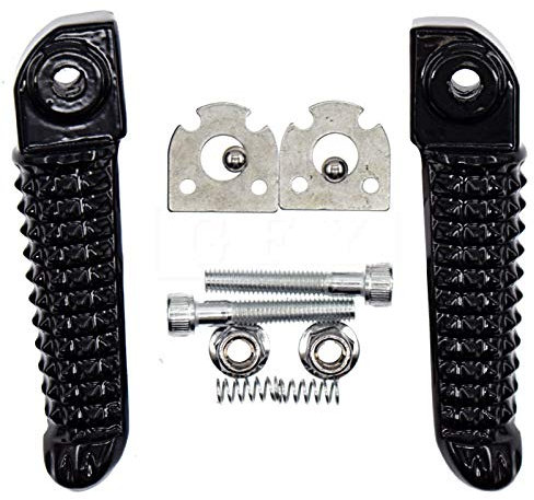KYN Repose-pieds avant arrière de moto Noir argenté pour Yamaha YZFR1 YZF R12002-2011 YZFR6 YZF R6 2003 2004 2005 2006 2007 2008 2009-2012 YZF R1 R6