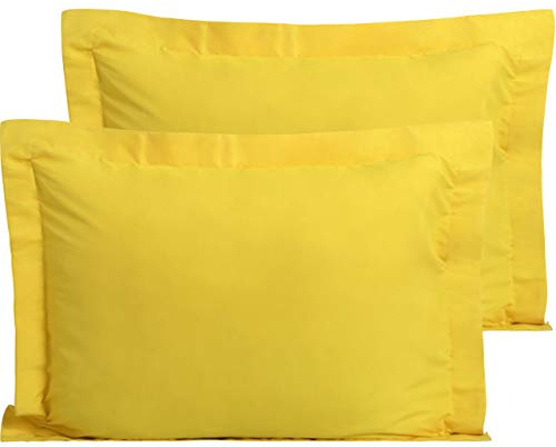 FLXXIE 2 Pack 100% Brushed Microfiber 1800 Oxford Pillowcases, Stain Fade and Wrinkle Resistant, Soft and Cozy Standard Oxford Pillow Cases | Hotel Quality Pillow Shams, Yellow, 50x75 cm