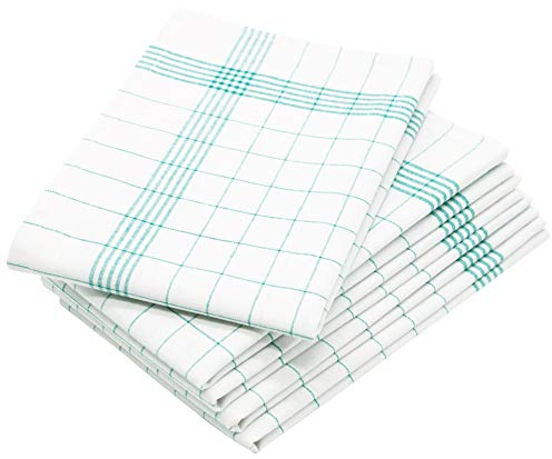 ZOLLNER 5er Set Geschirrtücher, 50x70 cm, Halbleinen, grün weiß