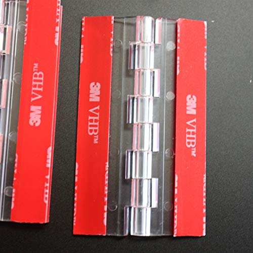 4x Charnières en acrylique - Aucune colle requise, Auto-adhésif. Charnières auto-adhésives. Acrylique transparent en plastique transparent 75mm
