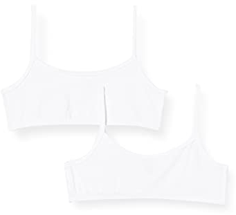 Schiesser Mädchen 2 Pack Unterwäsche Mit Spaghettiträger - 95/5 Organic Cotton Bio Baumwolle Größe 140 Bis 176 Bustier, Weiss_173525, 152 EU