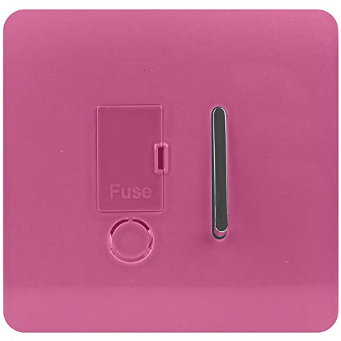 Trendi Switch Screwless Artistic Modern Glossy Tactile 230V Switched 13 A Single Fused Spur Connection Unit w/Flex Outlet Chrome Rocker in Candy Pink - ART-FSPK