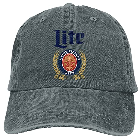 Miller-Lite-Beer Unisex Black Dad Cap Einstellbare Sport Baseball Cap Schirmmütze, dunkelgrau (Deep Heather), Einheitsgröße