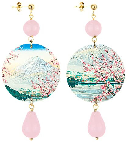 IN Lebole Collezione The Circle Fiori di Ciliegio Orecchini da Donna in Ottone Pietra Rosa
