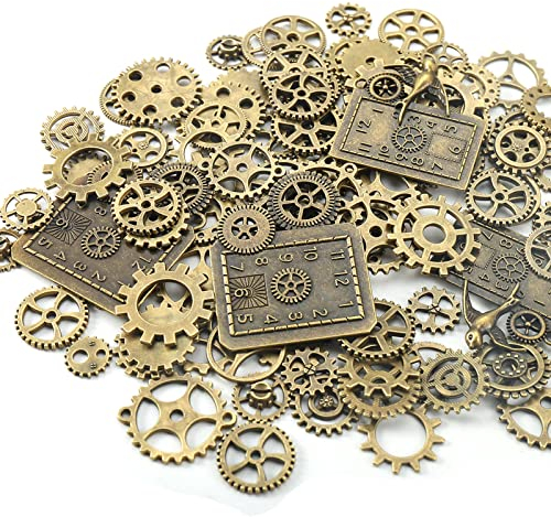HERZWILD 200g Steampunk Zahnräder Metall Armbanduhr Zahnrad Charms Vintage Steampunk Zahnräder Anhänger Charms Zahnraeder Steampunk Anhänger Metall für Schmuck Basteln