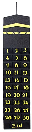 Ramadan Kalender, 30 Taschen Kalender hängen Tasche, Eid Mubarak Countdown-Ramadan-Kalendertasche für Partydekoration