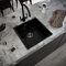 Excel Home Kitchen Sink with Strainer & Overflow - Luxurious Single Bowl Kitchen Sinks Made of Pressed Material - Scratch Resistant & Simple to Keep Clean – Hygienic & Sound Absorbing (Gloss Black)