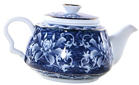 ORFOFE teiera in porcellana blu e bianca teiera retrò teiera cinese teiera vintage teiera in ceramica teiera vintage teiera in ceramica teiera casa teiera ceramica ceramica stile cinese viaggio