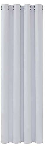 Deconovo Blickdicht Gardinen mit Ösen für Schlafzimmer Thermogardinen Vorhang Blickdicht Fensterdeko, 175x140cm (HöhexBreite), Grau Weiß, 1 Stück