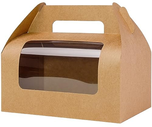 UnicoPak 30 Pack 22.5x15x15 cm Large Gift Boxes with Window Food-grade Kraft Party Food Boxes Bakery Boxes Treat Boxes Lunch Boxes for Birthday Wedding Party Favours Picnic Business Christmas