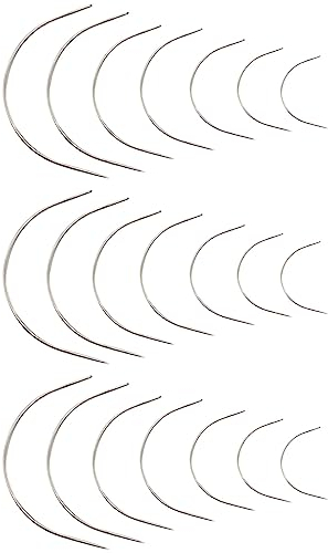 DDKY Juego de 21 piezas de agujas de coser a mano curvas, agujas de coser a mano de cuero, agujas curvas surtidas, agujas de cuero para uso doméstico, agujas curvas, agujas de coser curvas