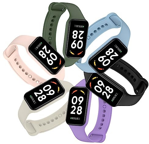 Xisair 6PCS Cinturini per Xiaomi Redmi Smart Band 2, Xiaomi Smart Band 8 Active Cinturino Sportivi in Silicone Cinturino Accessori per Orologi Redmi Band 2 & Xiaomi Band 8 Active Bracciali