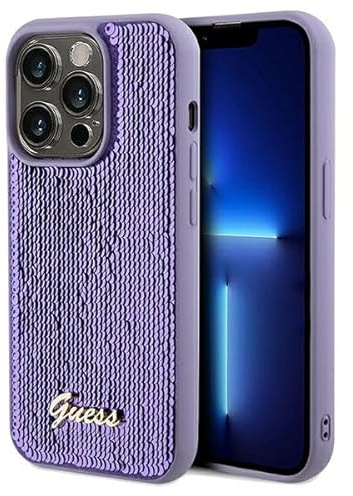 Guess GUHCP14XPSFDGSU Hülle für iPhone 14 Pro Max 6.7 lila hardcase Sequin Script Metal