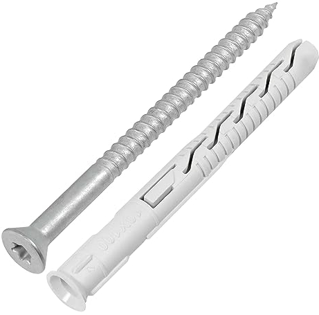 SCREW REBEL Rahmendübel mit Senkkopfschraube 8,0 x 120 mm - 50 Stück, hell verzinkt, ETA-Zulassung mit Nylondübel - TX30