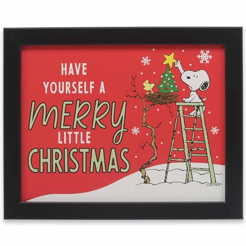 Peanuts Snoopy Have Yourself A Merry Little Christmas Gerahmte Holz-Wanddekoration – niedliche Snoopy-Weihnachtsdekoration für Zuhause