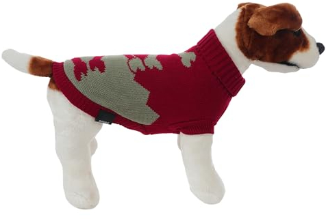 Warme Hundepullover für Kleine und Mittelgroße Hunde, Winterstrickpullover hält warm für Hunde - Stil B Grün/Rot, M