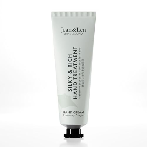 Jean & Len Mini Silky & Rich Treatment Rosemary & Ginger, 100% recyclebare Alutube (ohne Deckel), praktische Reisegröße, sorgt für weiche Hände, Handcreme mini, ohne Parabene & Silikone, 30 ml