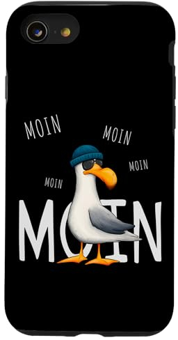 Skizzenmonster Maritime Meer Kunst Hülle für iPhone 7 / 8 / SE (2020) Lässige Hipster Möwe mit Sonnenbrille Basic Case aus Polycarbonat und TPU mit lustiger Möwe-Illustration