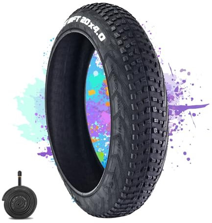 BaiWon 20 × 4,0 100-406 Fat Bike Reifen mit Fahrradschlauch, elektrisches Schneemobil-Vorderrad, Strand, Schnee, Fahrrad, Ventil 32 mm, 30 PSI (207 kPA)