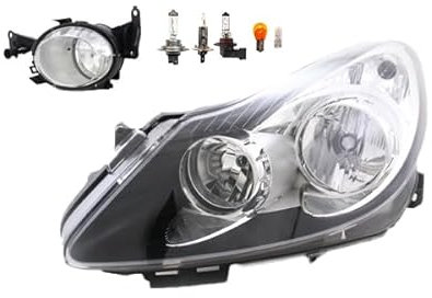 Johns, Scheinwerfer Halogen Front passend für Opel Corsa D 07/2006-12/2010 H7 H1 Links + Nebelscheinwerfer + Leuchtmittel