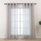 L.Z.E Gardinen Grau für Wohnzimmer, Vorhänge Hellgrau mit Ösen, Transparent Gardine Vorhang für Schlafzimmer Fenster, 2er Set Leinenoptik Gardinenschals Durchsichtig Modern 225 cm Lang