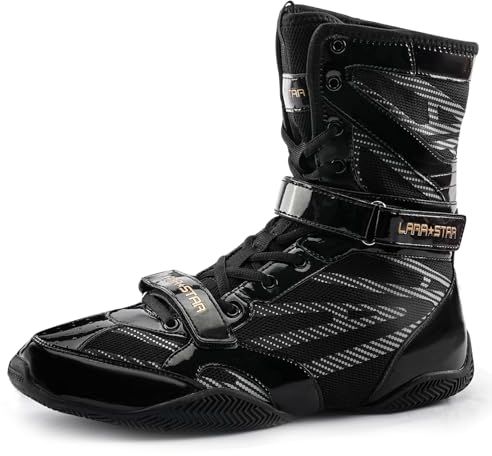 Boxschuhe-Boxtrainingsschuhe für Damen und Herren, Professionelle Boxschuhe, Muay Thai, Boxer, Boxstiefel Boxing Shoes (Ebenholzschwarz, Erwachsene, Herren, 45, Numerisch, EU Schuhgrößensystem, M)