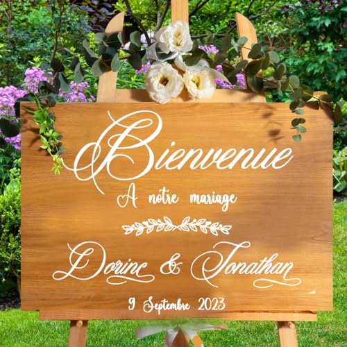 Autocollant Personnalisé Panneau Mariage, Stickers Mariage Panneau Bienvenue, Stickers Personnalisés Mariage, Stickers Personnalisés For Panneau De Bienvenue Mariage Décoration Artisanale(STYLE M,70cm