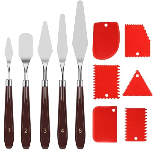 11 PCS Palette Knife, Pallet Knife, Palette Knife Painting, Palette Knives for Art Craft Painting 5 Oil Painting Palette Knives for Structural Paste 6 Spatulas for Acrylic Painting