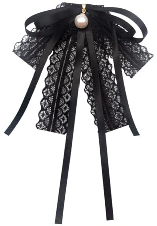 ZAMXHUG Cravate Femme - 1 pcs Broche Noeud de Chemise pour Femme Perle Noeud Brooch Bowknot Broche Noeud en Dentelle Broche Noeud élégant Cravate pour Dames Noeud Papillon de Graduation de Mariage