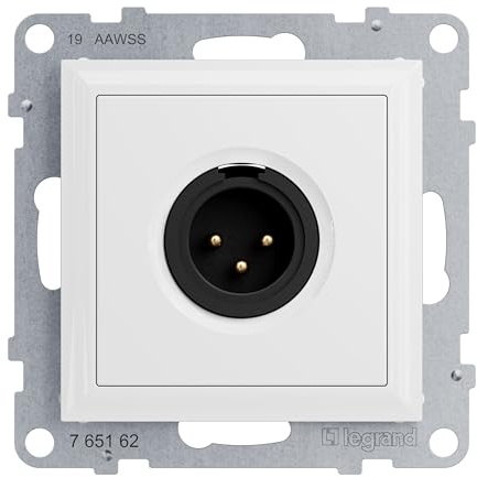 LEGRAND, SEANO XLR-Dose 3-polig männlich, Einsatz inklusive Abdeckung, Schraubklemmen: 0,5 mm², Farbe: Ultraweiß, 765162