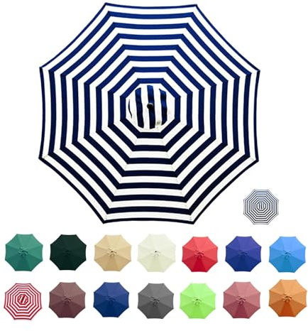 Marktschirm Ersatzabdeckung 6 Rippen/8 Rippen Terrassenschirm Ersatzdach Schirmabdeckung, Überdachung Outdoor, Tisch, Markt, Regenschirm, Oberteil, Ersatz 200/230/270/300cm ( Color : Blue stripes , Si