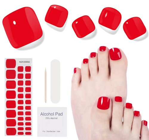 Ongles en Gel UV Semi Durci Lot de 32 pcs Faux Ongles Pieds Autocollants Auto-adhésifs Vernis Autocollant Ongles Bande Gel Ongle UV Pour Femmes Nail Art Stickers