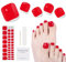 DUKASOU 32 PCS Unghie Gel Adesive UV Piedi | Smalto Adesivo per Unghie Piedi | Gel Nail Stickers Unghies Nail Art