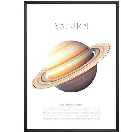 MJ-GRAPHICS® Poster Saturn Poster Sonnensystem Din A3 Astronomie Dekor Poster Weltraum, Planeten Poster Space Poster Weltall, Sternenhimmel Poster Büro Wohnzimmer Lernposter - ohne Bilderrahmen