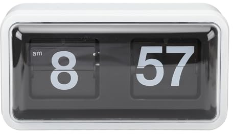 Cosiki Flip Clock, Mechanische Uhr Vintage Flip Down Shelf Takt mit Transparenter Abdeckung Digitaler Number Wecker Schreibtischuhr Retro -Uhr für Haus- und Bürodekorationen (White)