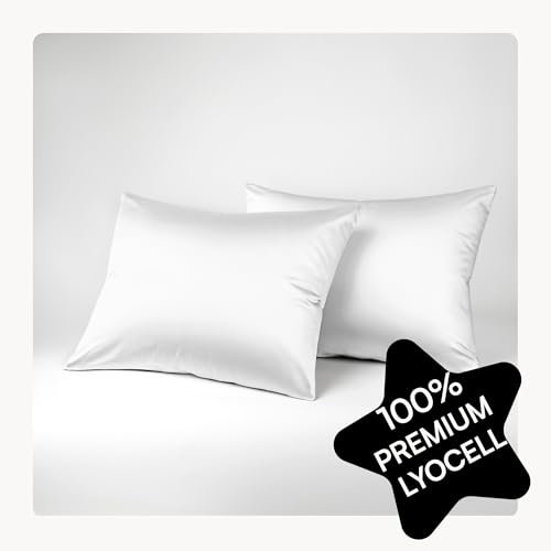 Seralino Lyocell Kissenbezug 40x80 Weiß (2er Set)| 100% Lyocell Kopfkissenbezug 40x80 (Tencel) | weiche hochwertige Kissenhülle | Reißverschluss | Oeko-Tex | Atmungsaktiv | Allergiker Kissenbezüge