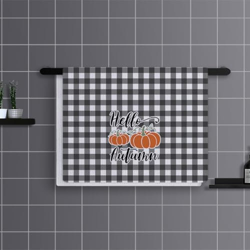Geschirrtücher Kürbis Schwarz Orange Handtücher Waffeltücher Küchentücher Geschirrhandtücher Saugfähige Trockentücher Küche Multi-Purpose Abtrockentücher Küche Handtuchset 3 Stück (40x60cm)