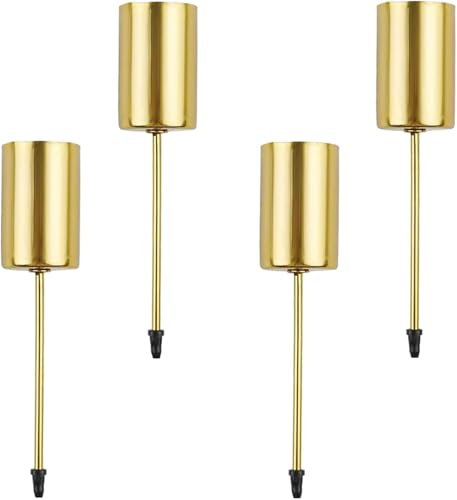 4 Stück Adventskranz Kerzenhalter, Retro Gold Adventskerzenhalter, Metall Kerzenleuchter Mit Kurzem Dorn für Kränze, Weihnachten, Tischgestecke (Gold)