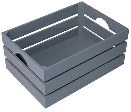 Wickerfield Great Value Wooden Crates Retail Display Tray Wooden Storage Box Shelves Racks Gift Hamper (Grey, Large)