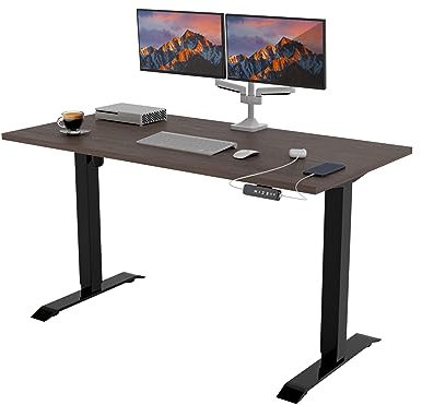 POKAR Höhenverstellbarer Schreibtisch Höhenverstellbar Elektrisch Bürotisch mit Tischplatte (Eichen Davos, 160 x 80)