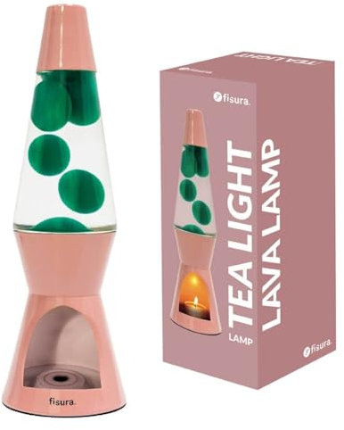 Fisura - Lavalampe mit Kerze. Lavalampe ohne Strom. Rosa und grüne Lavalampe. Umweltfreundliche Lampe. Originelles Geschenk. 29 cm x 8,5 cm (Kerze Nicht enthalten)