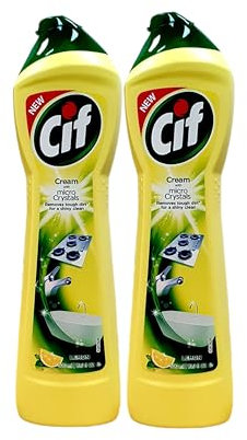 Ciff Cream Cleaner Lemon 500ml (Pack of 2) | Multi-Purpose Surface Cleaner | Tough on Grease & Grime, Leaves a Fresh Lemon Scent