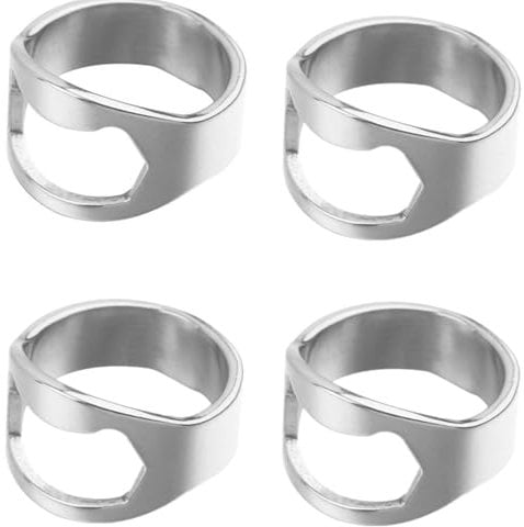 4 Pcs Beer Bottle Opener Rings, Stainless Steel Bottle Opener Ting Beer Opener Ring Finger Ring Beer Bottle Opener for Men Women Party Present Supplies