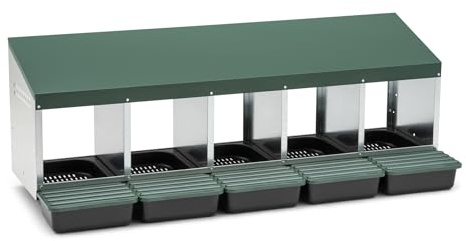 Agrarzone Legenest für Hühner 5 Abteile Nistbox Geflügel Eier | Auffangschale, Lüftungsgitter, Abrollnest, Wandmontage