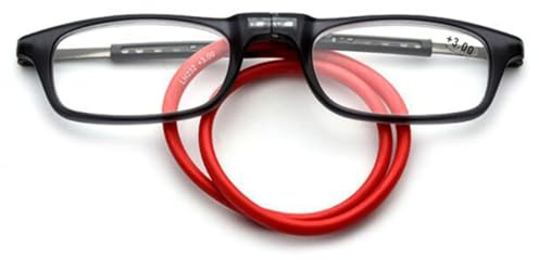 ABETOS Magnet Lesebrille Herren Damen Lesebrillen mit Magnetverschluss Vorne Leicht Flexible TR90 Faltbar Lesehilfe Sehhilfe Zum Umhängen